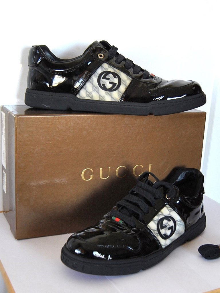 Gucci Patent Leather Mens Shoes Luxury Sneakers With Original Box